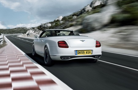 white 2010 bentley continental supersports back view